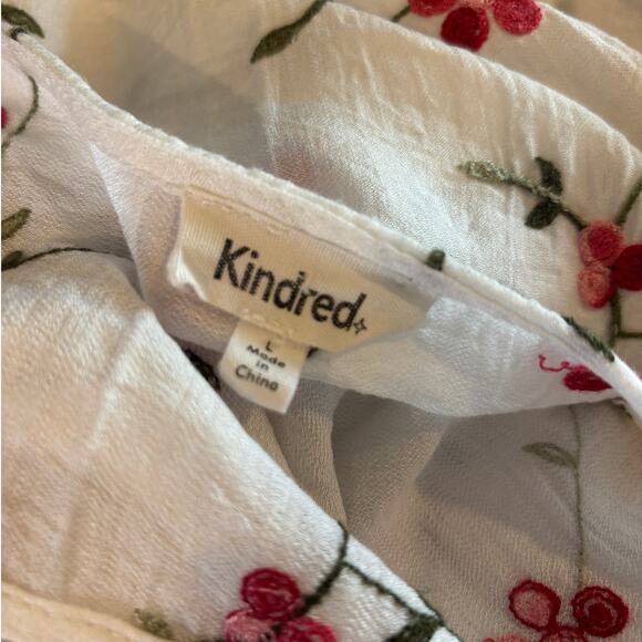 Anthropologie Kindred Embroidered White Floral Gauzy Boho Top Shirt Size Large - Picture 5 of 5